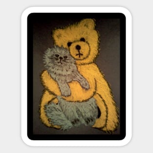 THE CAT AND THE TEDDY BEAR Sticker